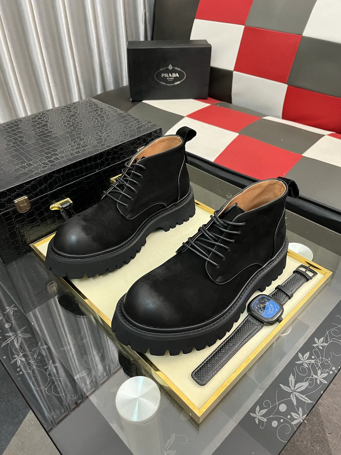 Men's shoes 💰560⌚️⌚️【PRADA】Prada - High-end quality original order·Formal leather shoes - Upper: imported 🔝 tumbled calf leather, hand-stitched mark thread, brand metal fastener cross-arm decoration - Lining: water-dyed cowhide - Outsole: ultra-light TR·rubber; molded outsole -Super high quality control·Fine workmanship: highlighted (high-end·luxury·grade) -Size :38-44